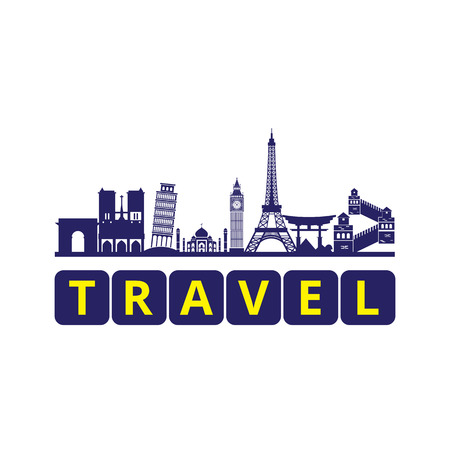 Travel Square Text Frame Landmark Background Vector Imageのイラスト素材