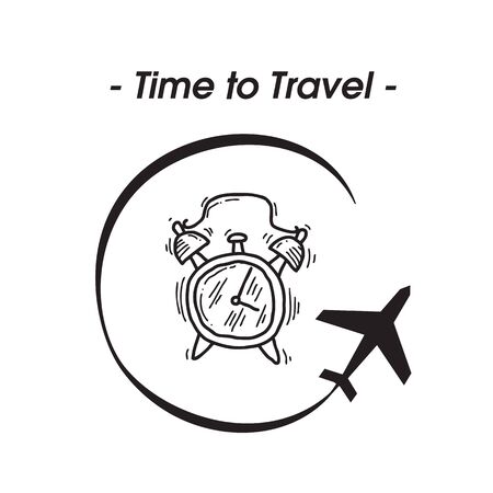 Time To Travel Plane Alarm Clock Background Vector Imageのイラスト素材