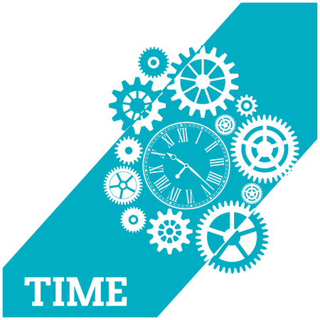 Time Watch Gears Cog Blue Background Vector Imageのイラスト素材