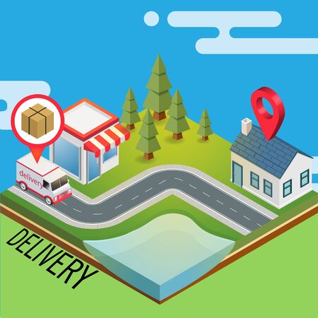 Delivery Road Map For Truck Delivery Background Vector Imageのイラスト素材