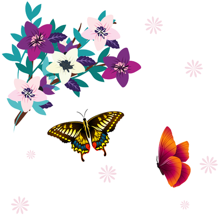 Butterfly And Flower template vector illustrationのイラスト素材