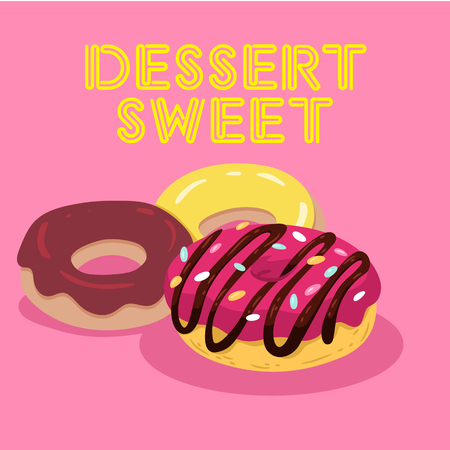 Dessert Sweet Three Donut Background Vector Imageのイラスト素材