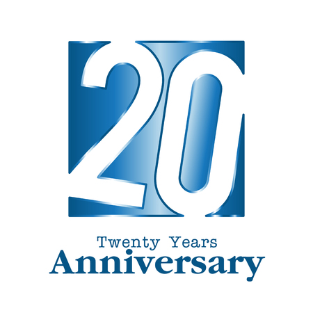 20 Years Anniversary poster with Blue Square Frameのイラスト素材