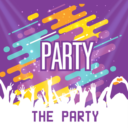 The Party Hands Up People Colorful Background Vector Imageのイラスト素材