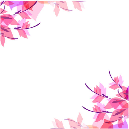 Abstract Pink Leaves Flowers on White Background Vector Imageのイラスト素材