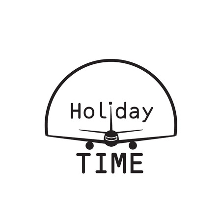 Holiday Time Landing Plane Background Vector Imageのイラスト素材