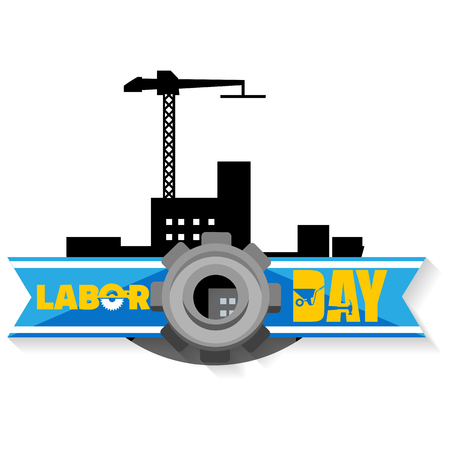 Labor Day Gear Crane Background Vector Imageのイラスト素材