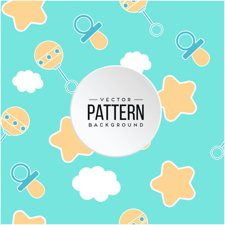 Pattern Star Cloud Baby Pacifier Background Vector Imageのイラスト素材