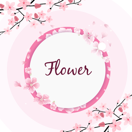 Flower Circle Frame Sakura Pink Backgroundのイラスト素材