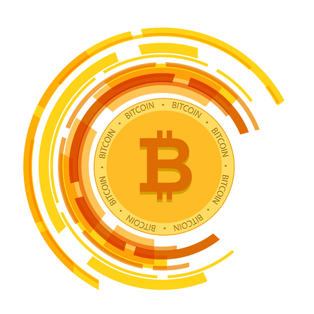 Golden Bitcoin Currency Circle Background Vector Imageのイラスト素材