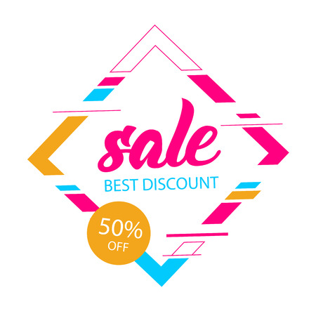 Abstract Sale Best Discount 50% Off Square Frame Background Vector Imageのイラスト素材