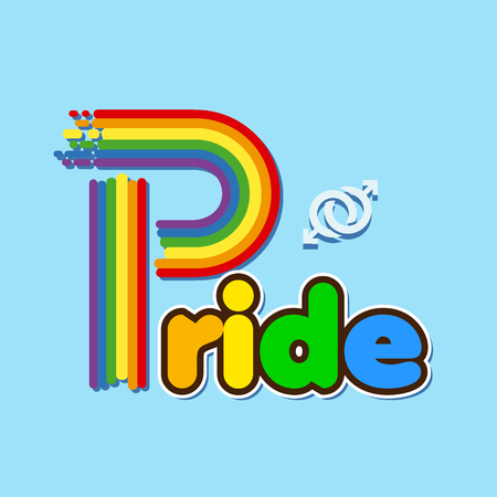 Rainbow Pride Text Male Homosexuality Symbol Blue Background Vector Imageのイラスト素材