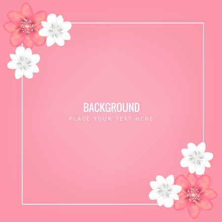 Flower Square Frame Pink Background Vector Imageのイラスト素材