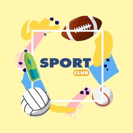 Sport Club Square Frame Ball Equipment Background Vector Imageのイラスト素材