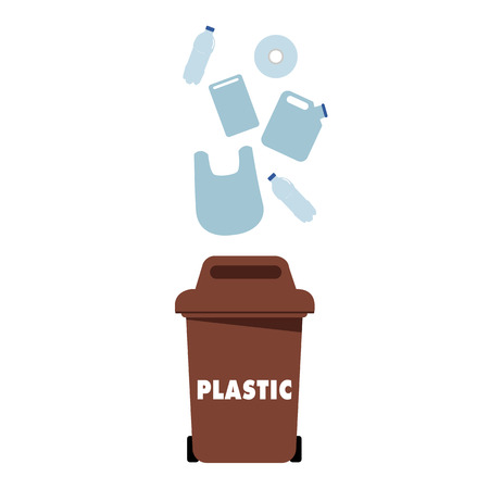 Brown Garbage Plastic Bin White Background Vector Imageのイラスト素材