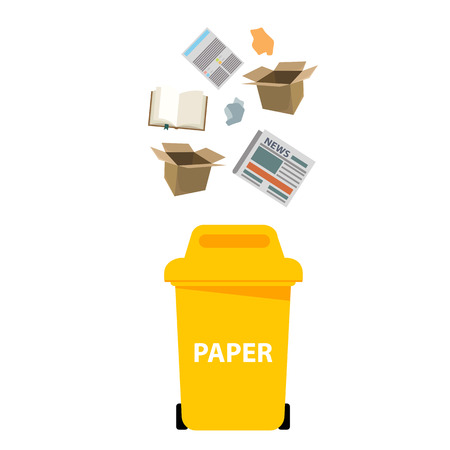 Yellow Paper Bin White Background Vector Imageのイラスト素材