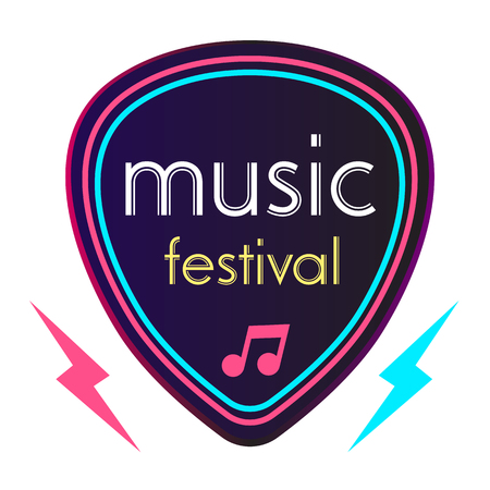 Neon Music Festival Guitar Pick Background Vector Imageのイラスト素材