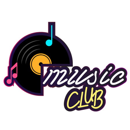 Neon Music Club Vinyl Disc Record Background Vector Imageのイラスト素材