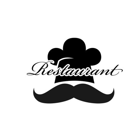 Restaurant icon Chef Hat Mustache Background Vector Imageのイラスト素材