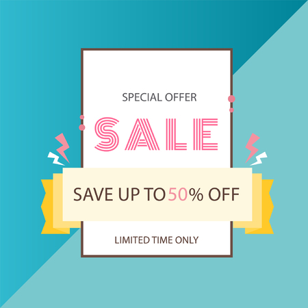 Special Offer Sale Save Up To 50% Off Ribbon Backgroundのイラスト素材
