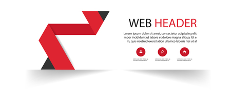 Web Header Template Red Ribbon Background Vector Imageのイラスト素材