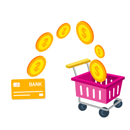 Shopping Infographic Cart Card Credit Shopping Concept Vector Imageのイラスト素材
