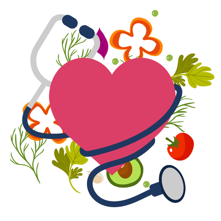 Healthy Stethoscope Icon With Heart Vector Imageのイラスト素材