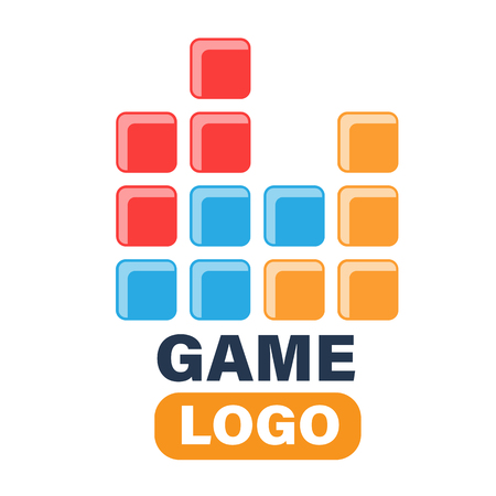 Game Logo Game Tetris Pixel Bricks Vector Imageのイラスト素材