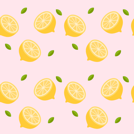 Cut Lemon Pink Pattern Background Vector Imageのイラスト素材