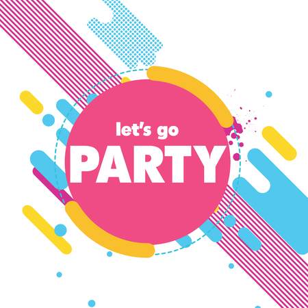 Lets Go Party Pink Circle Background Vector Imageのイラスト素材