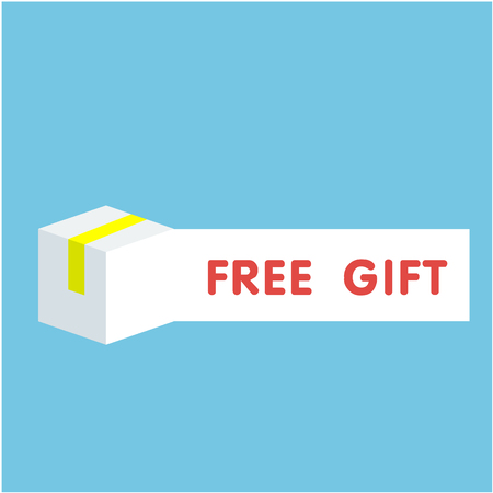 Free Gift White Box Blue Background Vector Imageのイラスト素材