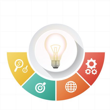 Infographic Bulb Semicircle Design Four Template Vector Imageのイラスト素材