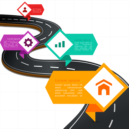 Infographic Modern Street Road Map Four Template Vector Imageのイラスト素材