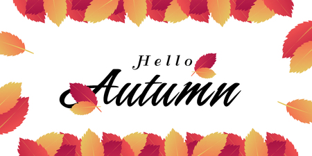 Hello Autumn Red Orange Leaves Background Vector Imageのイラスト素材