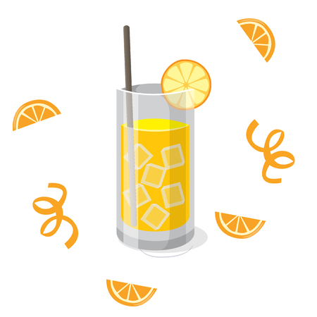 Drink Orange Juice Orange Background Vector Imageのイラスト素材
