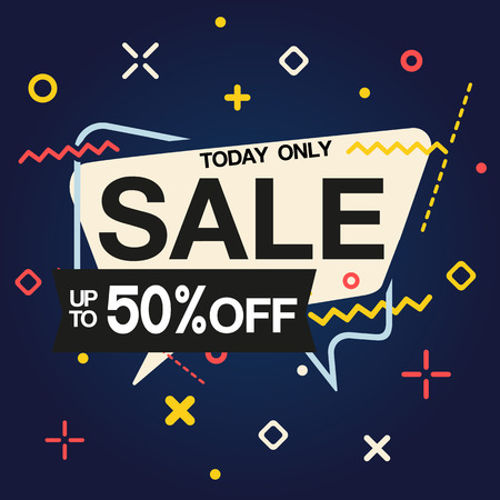 Today Only Sale Up To 50% Off Speech Blue Background Vector Imageのイラスト素材