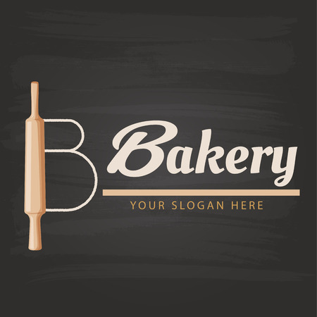 Bakery Rolling Pin Black Background Vector Imageのイラスト素材