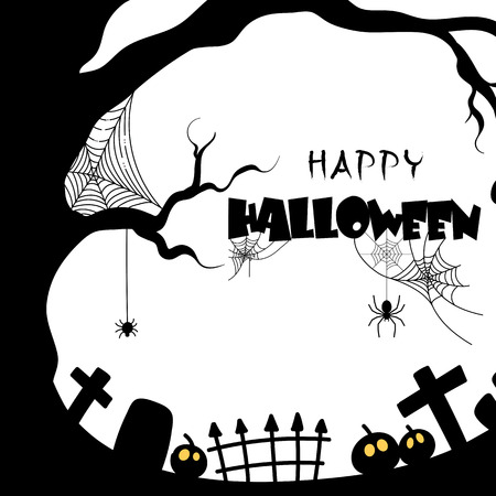 Happy Halloween Tree Grave Web Background Vector Imageのイラスト素材