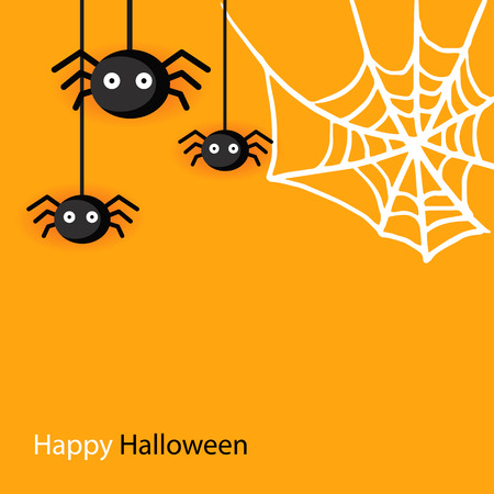 Happy Halloween Spider Web And Small Spider Vector Imageのイラスト素材