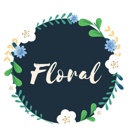Floral Flowers Circle Frame White Background Vector Imageのイラスト素材