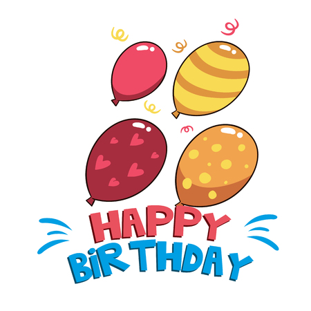 Happy Birthday Four Balloons Background Vector Imageのイラスト素材