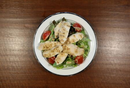grilled chicken salad recipe. top view Shot.の写真素材