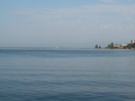 The expanse of Genevan lake in summerの写真素材