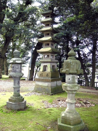 The ancient stone monument in japanese park                               のeditorial素材