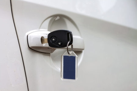 Car keys left in a lockの写真素材