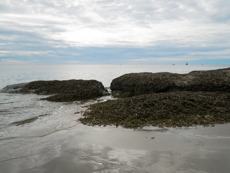 soft focut Beautiful sea and sand beach at Hua Hin, Sea, Thailand