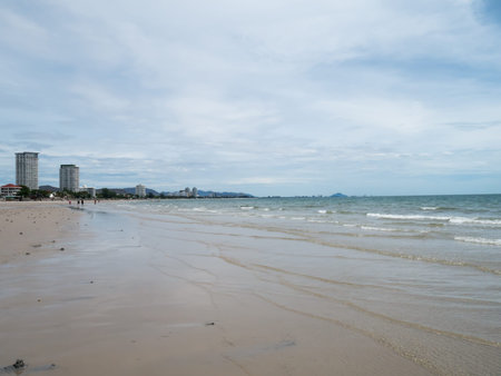 soft focut Beautiful sea and sand beach at Hua Hin, Sea, Thailandの写真素材