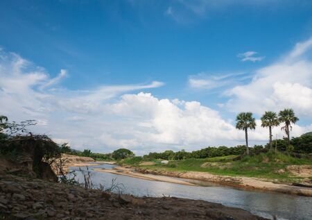 Sky and riverの写真素材