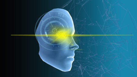 Abstract Human AI and global business concept. 3D Rendering