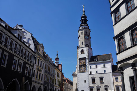 The Old Town Hall with the moon phase clock and restaurated houses surrounding the Lower Market...